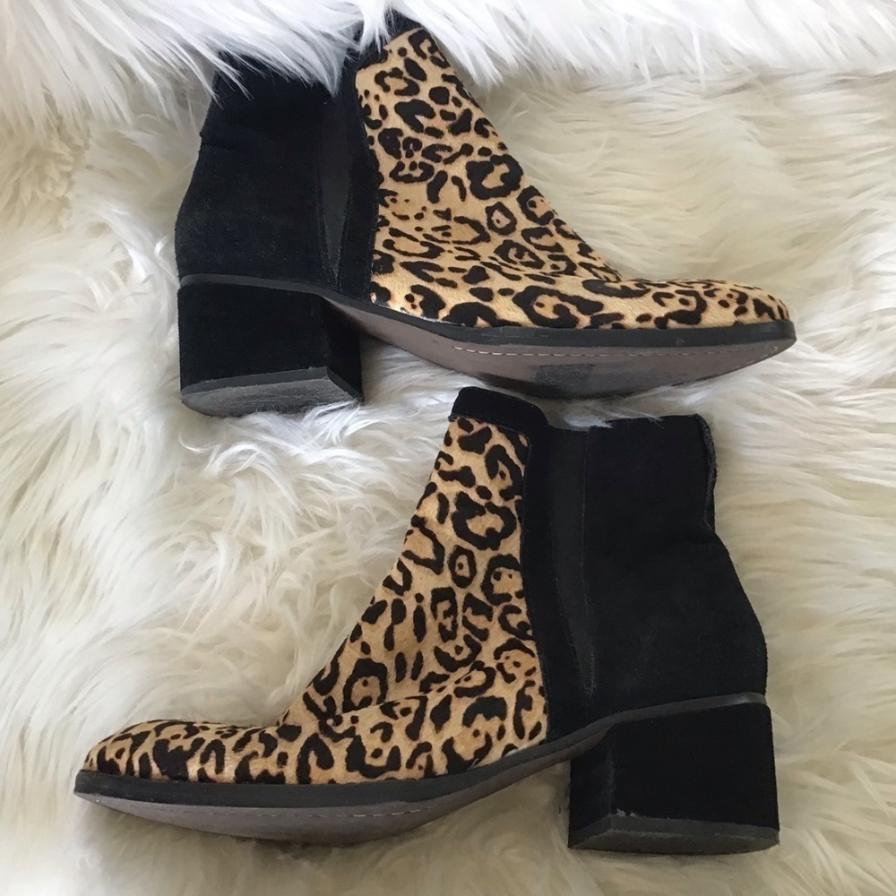 Anthropologie Splendid Leopard print Calf Hair/Suede Rosalie side zip Boots 8.5 - Picture 3 of 10